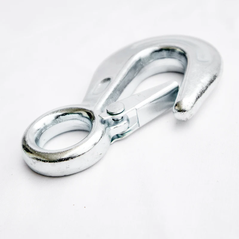 Heavy Duty Forged Eye Hook with Safety Lock Latch Zinc Plated G80 Alloy Steel Drop Forged Hook for Tie-Down