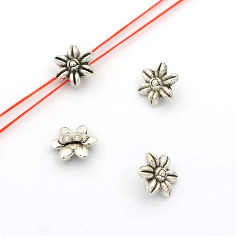 30 stücke anqitue Farbe 2 4 Löcher Blume Abstand halter lose Knopf Metall Charm Perlen für Schmuck machen DIY Armband finden Access oreis – Detail 5
