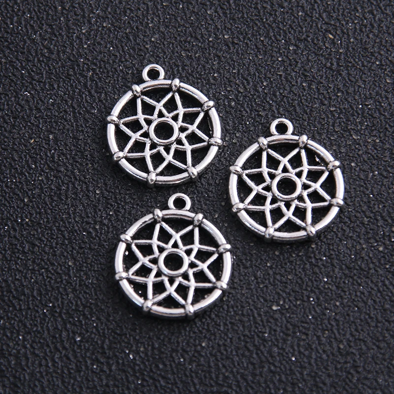 10pcs 20*22mm New Two Color Small Dream Catcher Charms Pendants For DIY Jewelry Handmade Making Accessorie