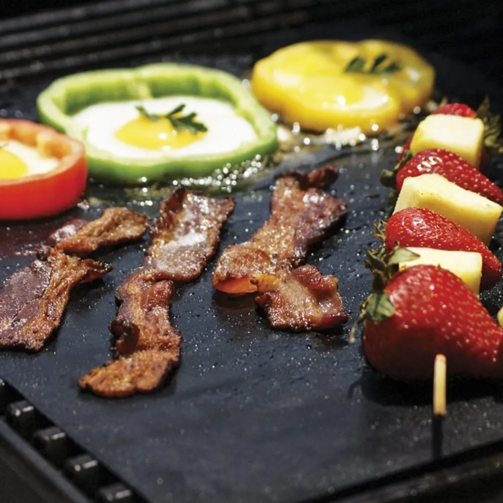 Barbecue Grill Mat Reusable Non-Stick Bbq Cooking Baking Mats Covers Sheet Foil Bbq Liner Tool 33*40Cm 0.2Mm Thick