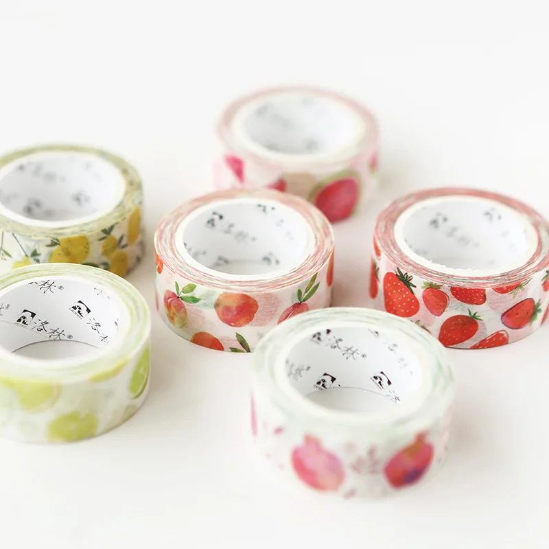 Decor Handgeschilderde Aquarel Fruit Washi Tape Set Citroen Perzik Watermeloen Granaatappel Aardbei Diy Masking Tape Briefpapier