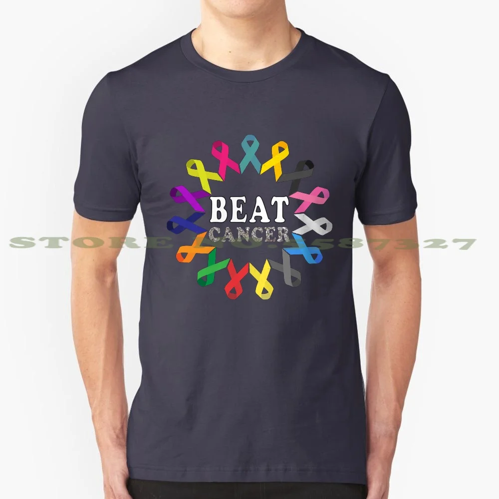 Beat Cancer 100% Cotton T-Shirt Cancer Survivor Beat Cancer Lung Cancer Breast Cancer Pancreatic Cancer Cervical Cancer Ovarian