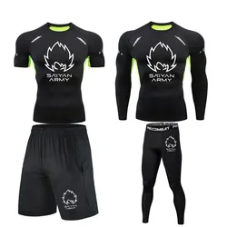 Marca dos homens correndo conjunto de compressão t camisa calças apertadas terno do esporte ginásio jogging aptidão esportiva treinada rashguard tshirt masculino mma