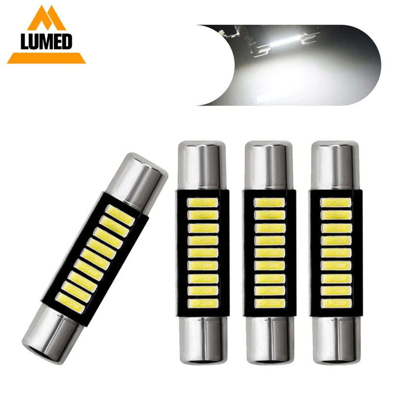 2/4pcs 29mm Festoon LED C5W Car 9 leds 4014 Auto Interior For Sun Visor Vanity Mirror Lights DC 12V