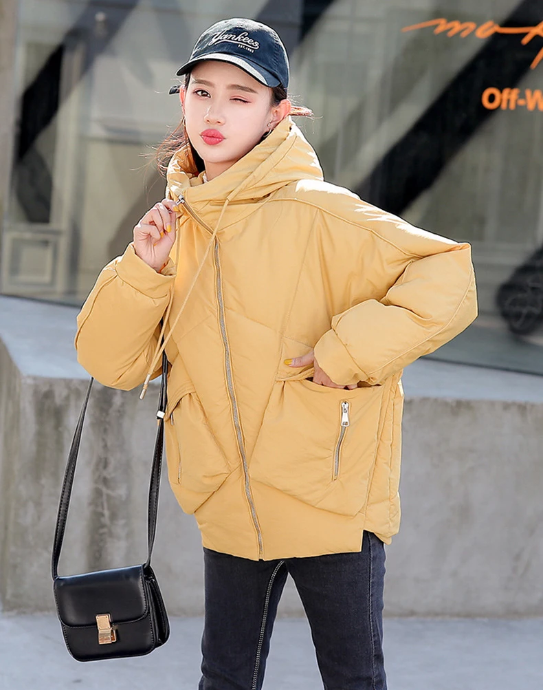 Casual สั้น Parka Overcoat ผู้หญิง2019ฤดูหนาวแฟชั่นกระเป๋าขนาดใหญ่หนาเสื้อแจ็คเก็ตลง Padding ฝ้าย Outerwear Mujer