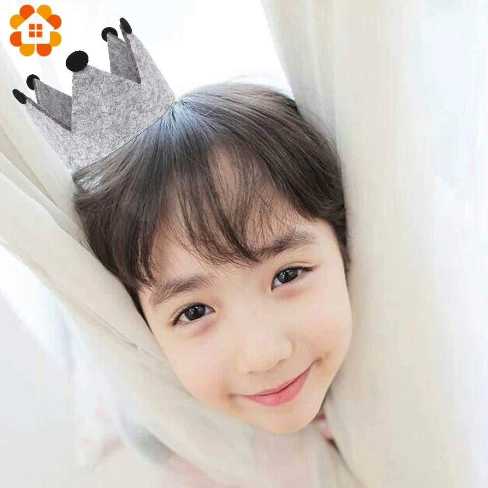 1PC DIY Baby Girl Boy Birthday Party Non-woven Hats Kids Birthday Princess Crown Cap Party Decorations Kids Favors Headband