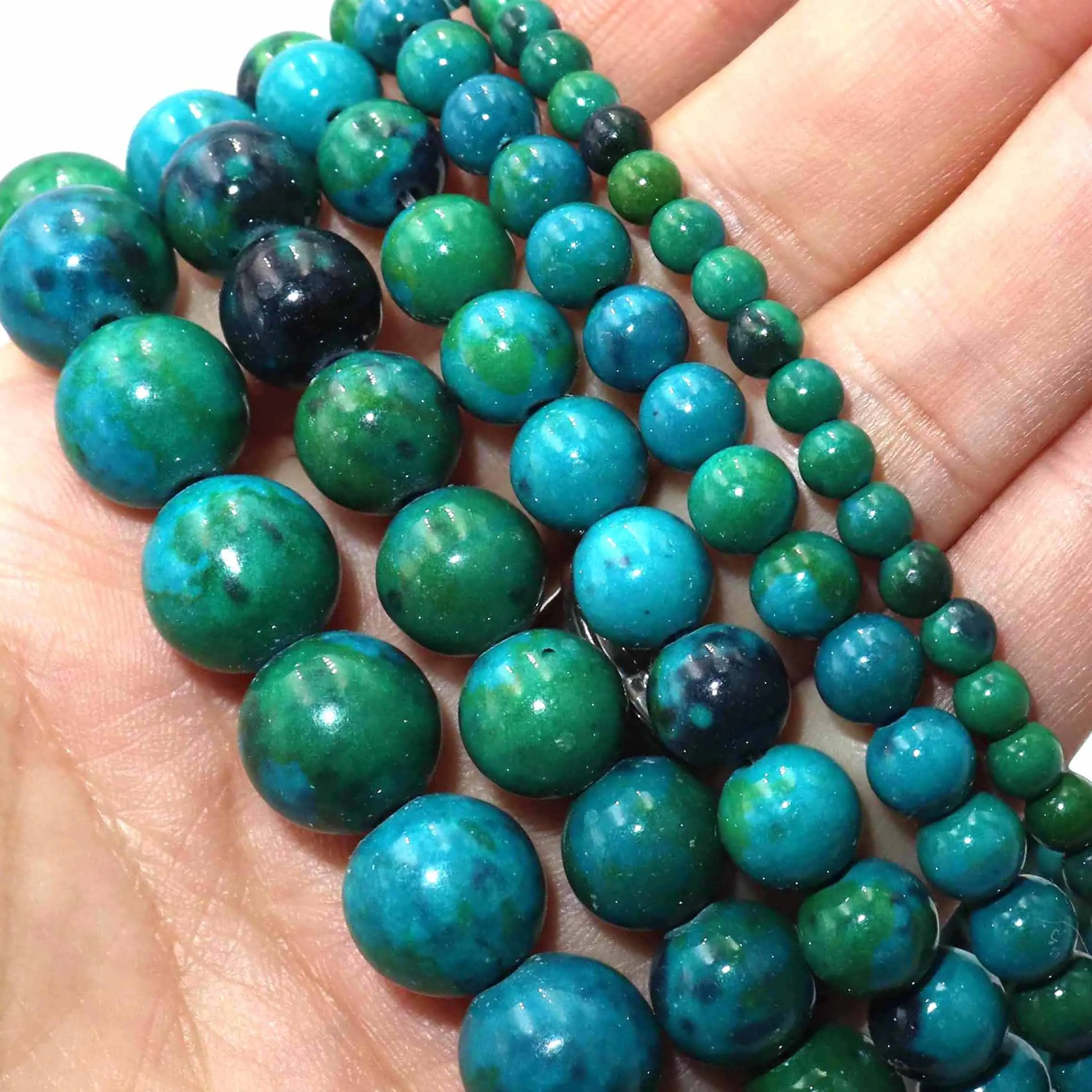 Natural Stone Chrysocolla Round Spacer Beads For Jewelry Making Charm DIY Bracelets Necklace Accessories 3 4 6 8 10 12mm