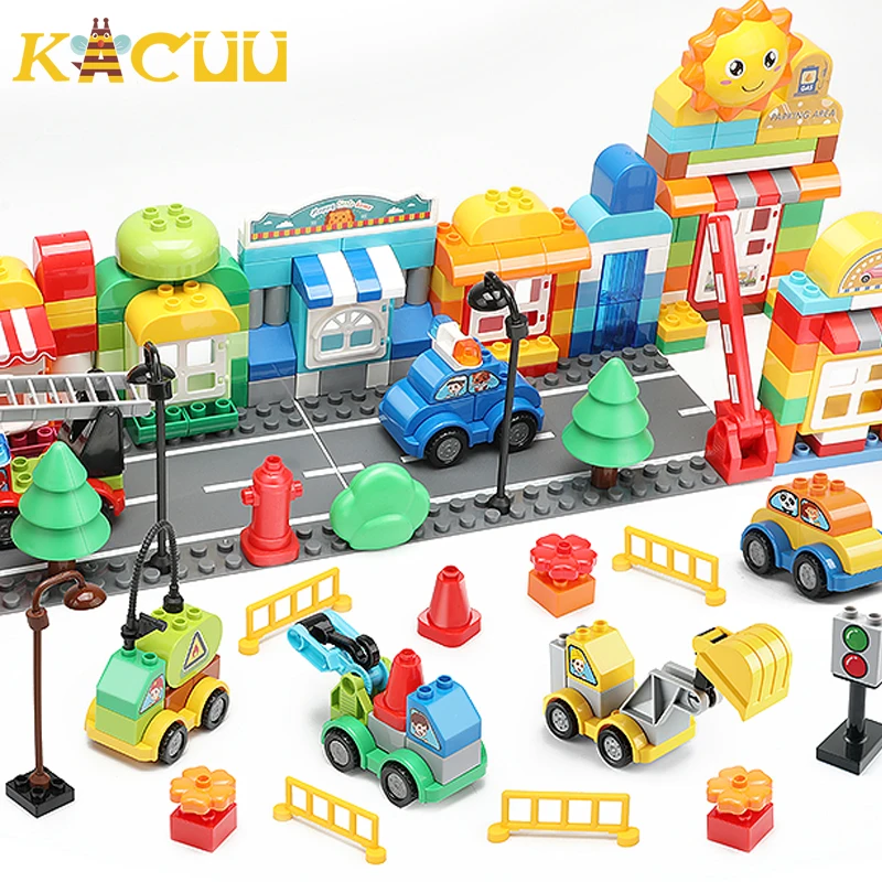 

Big Particles Classic Blocks City Street View Figures Building Blocks Colorful Bricks DIY Block Toys for Children Kids Gift