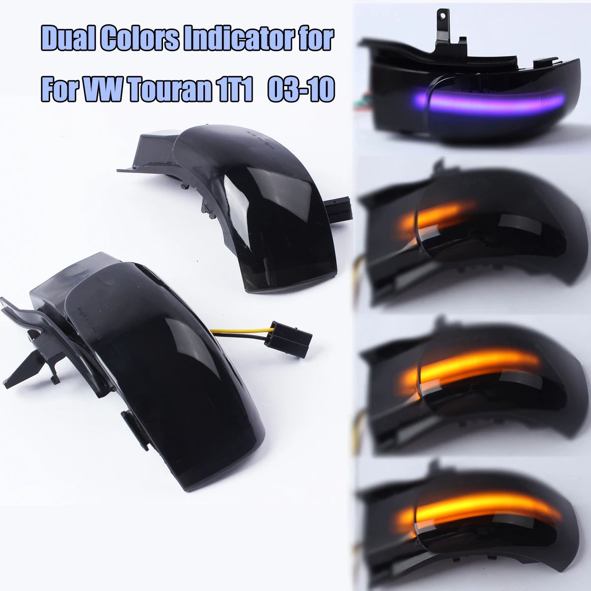 Left & Right Led Side Wing Mirrors Dynamic Turn Signal Light Indicator Blinker Lamp For 03-10 VW Touran 1T 1T0949101 / 1T0949102