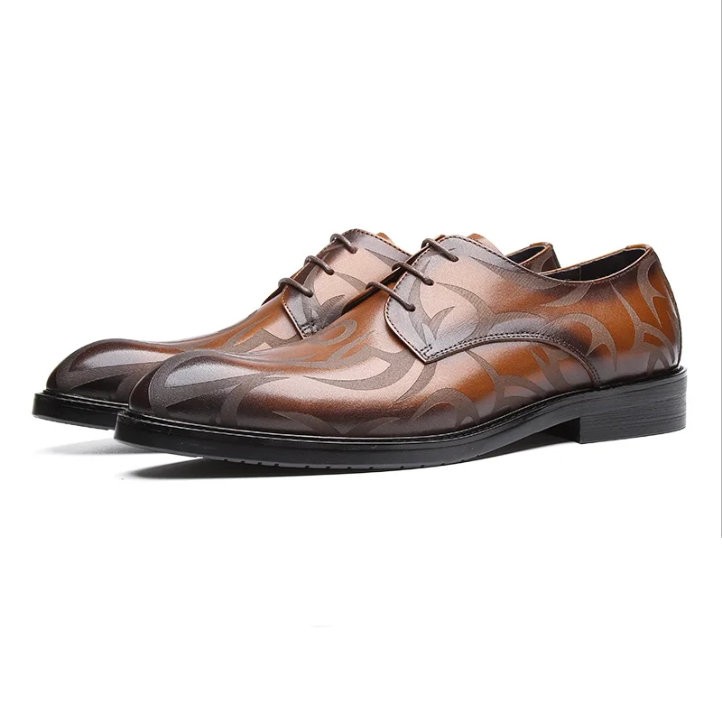 

New Black / Brown Social Shoes Mens Business Shoes Genuine Leather Oxfords Boys Prom Shoes