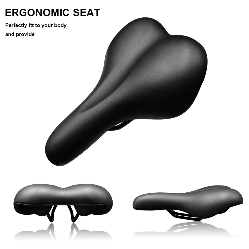 Thicken Bike Saddle Soft Shock Absorption Comfortable Bicycle Seat PU Leather Sponge Shockproof Mountain Road Cycling Cushion