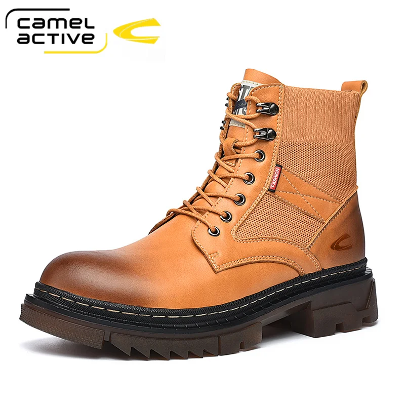 

Camel Active Spring/Winter Men Shoes Casual Solid Color Lace-Up Ankles Boots Males Flat Soft Outdoor Work Short Boots Size 38-44