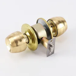 Stainless Steel Golden Round Ball Privacy Door Knob Set Bathroom Handle Lock With Key For Home Door Hardware Supplies