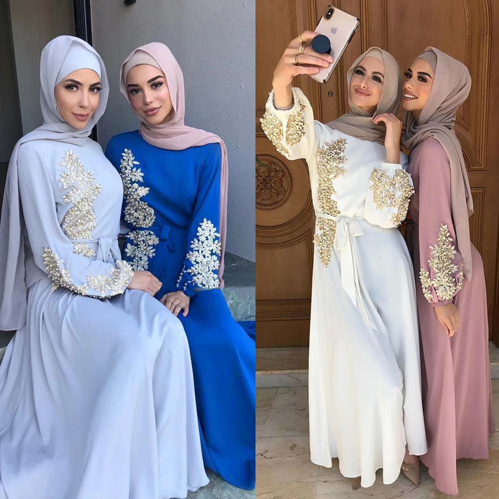 

Embroidered Abaya Dubai Turkey Kaftan Women Muslim Maxi Dress Islamic Jalabiya Eid Ramadan Caftan Arabic Robe Evening Party Gown