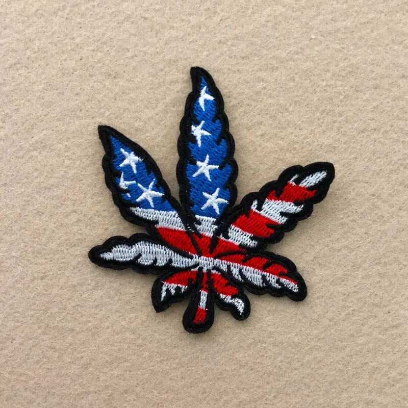Prajna Fashion Leaf Patches Embroidered Patches For Clothing Cartoon Iron On Patches Stripes Applique Clothing Badges On Jacket