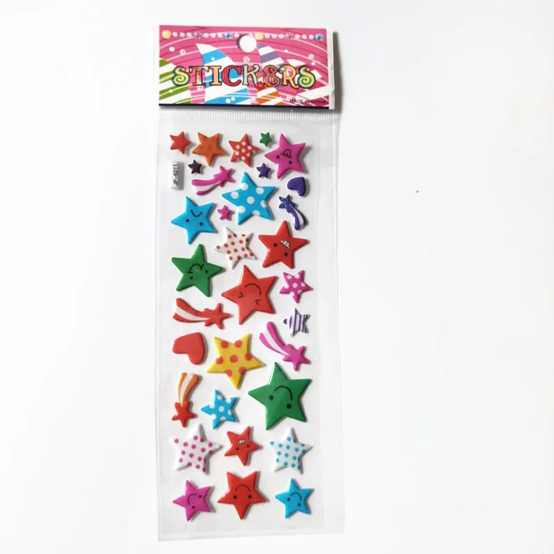 6 Sheets Multicolor Five Stars Stickers Kindergarten Reward Estrella Emoticon Bubble Adesivo Lovely Pentagram Pegatina Toy