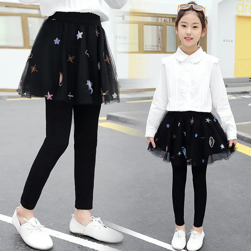 2024 New Spring Autumn TUTU Skirt Leggings Girls Kids Casual Pants Comfortable Cute Baby Clothes Children Clothing