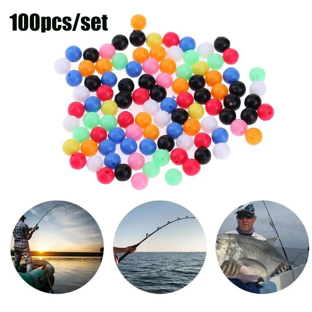 100Pcs Mixed Color Fishing Cross Beads Double Pearl Floats Balls Round PE Plastic Drill Stoppers High Quality Fishing Accessory