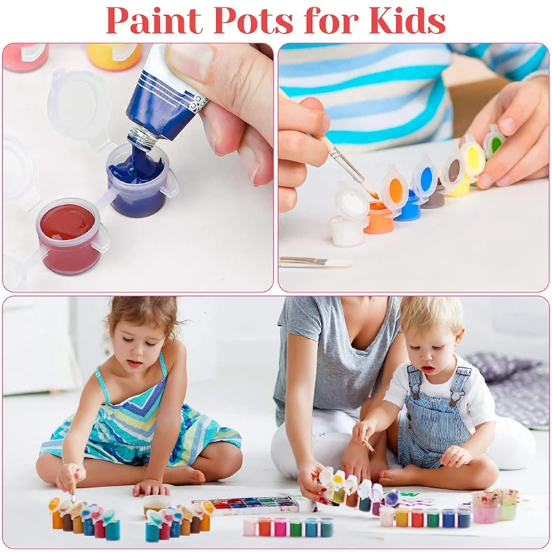 240 Pieces Empty Paint Pot, 40 Strips Acrylic Mini Paint Container Strips Storage with Lids for Arts and Crafts Paint 3Ml