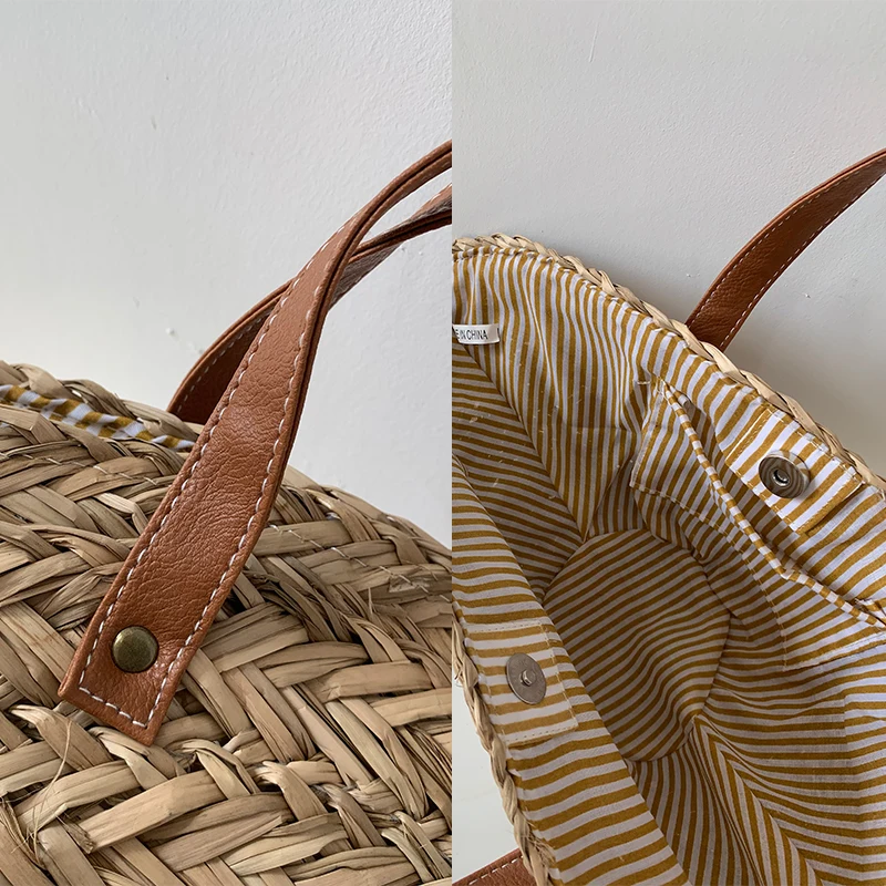 Casual Straw Women Shoulder Bags Woven Handbag Handmade Summer Beach Travel Tote Fashion Exquisite Shopping Bags For Women 2021