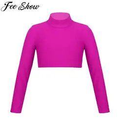 Kids Ballet Costumes Child Long Sleeve Crop Top Gym Dance Tops For Ballet Dance Stage Performance Tops