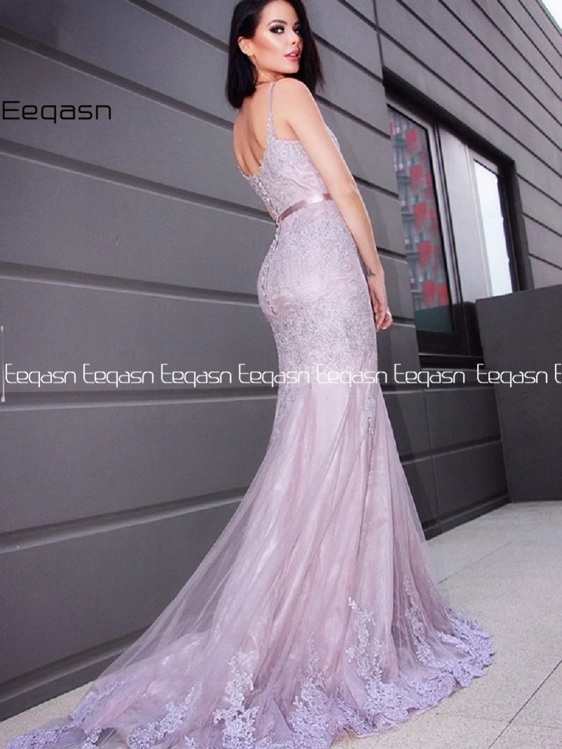 Eeqasn – Robe De soirée De forme sirène, tenue De bal longue, sans manches, avec des Appliques en dentelle