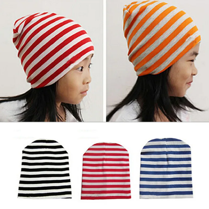 Baby Hat Girls Boys Cotton Spring Winter Autumn Newborn Cap Children Beanie Striped Infant Knitted Toddlers Clothes Kids