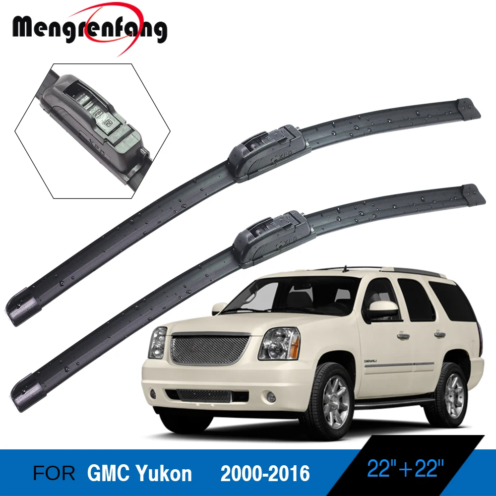 For GMC Yukon Car Front Windscreen Wiper Blades Soft Rubber Wiper J Hook Arms Accessories 2000-2016