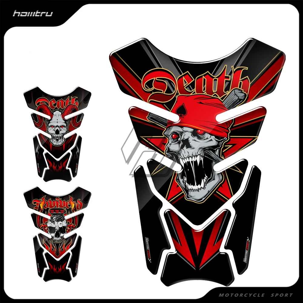 Universal 3D Motorcycle Tank Pad Gel Protector Sticker Death Grim Reaper Skull Tankpad Epoxy Resin Luxury Tank for Motorbike