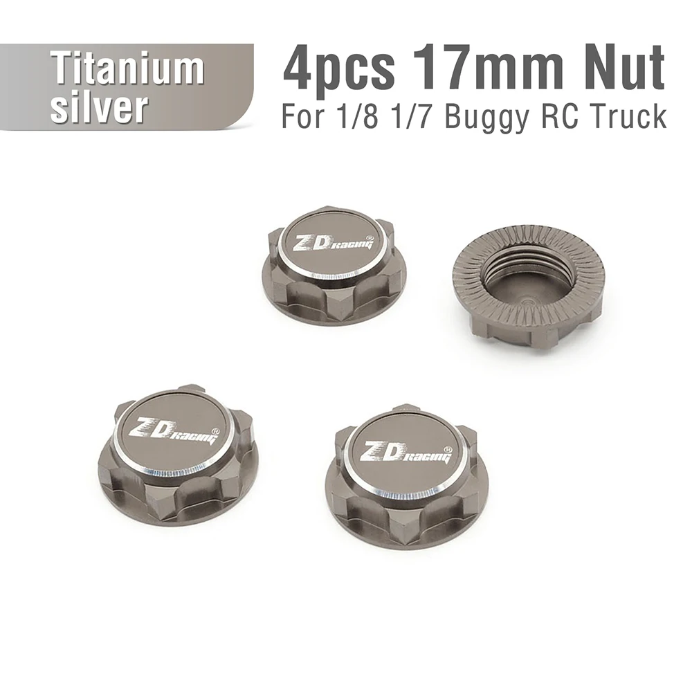 4PCS ZD 레이싱 EX07 17mm 육각 휠 너트 방진 1/8 1/7 HPI 호바오 ARRMA HSP 버기 RC 트럭 예비 부품