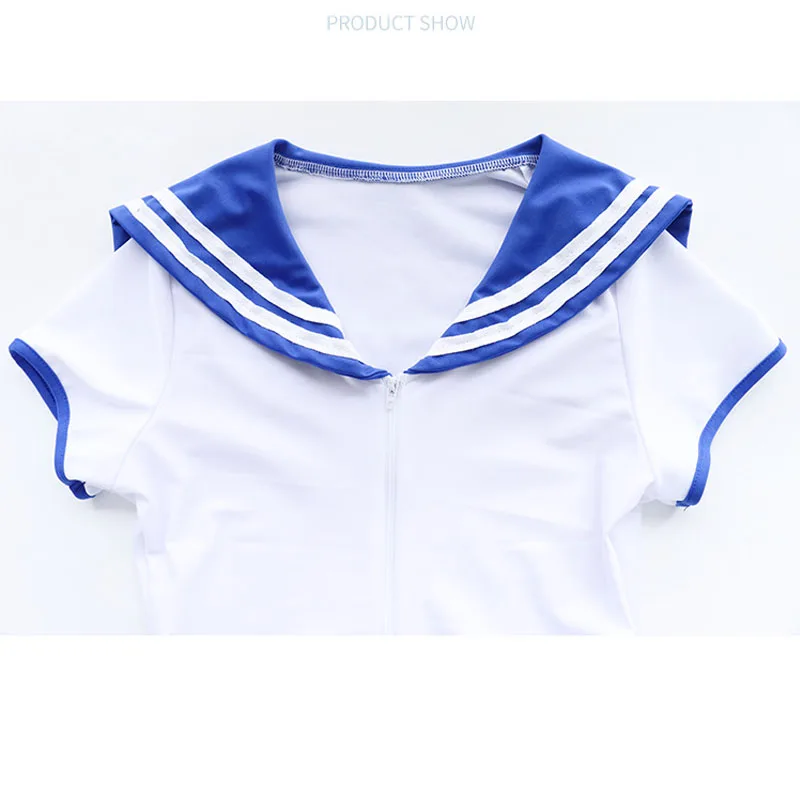 Cute Sailor Moon Cosplay Bodysuit Bow-knot Sailor Suit Women Sexy Bodycon Romper Bodysuits Anime School Girls Swimwear Sukumizu