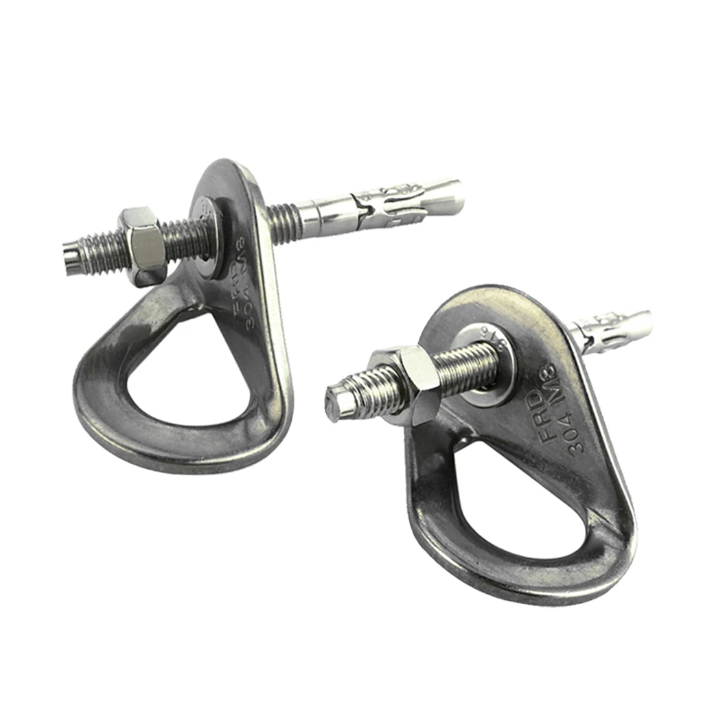 2pcs 35KN Stainless Steel Climbing Anchor Bolt Hanger Screw Nut Piton Outdoor Sports Safety Hardware Set