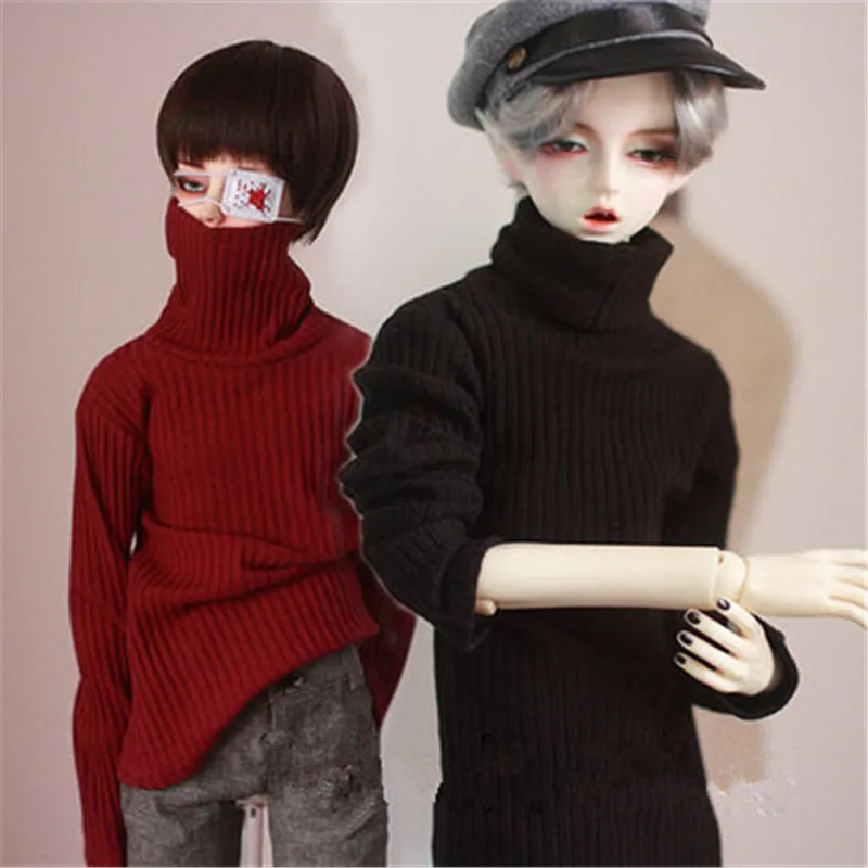 

BJD doll clothes fit with 1/3 1/4 1/6 Uncle size bottom top high collar lapel pit stripe thin sweater doll accessories