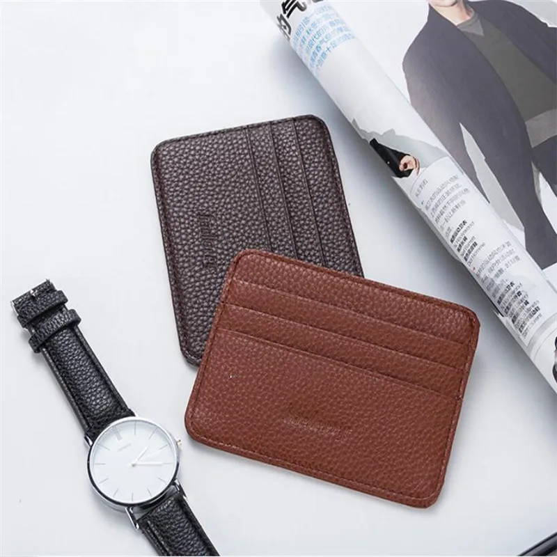 Fashion Slim Minimalist Wallet PU Leather Credit Card Holder Short Purse Leather ID Card Holder Candy Color Bank Multi Slot Card