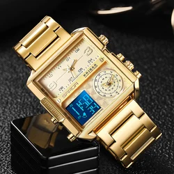 SANDA 2023 Wrist Watch For Personality Business Men's Watch Fashion Square Electronic Watch Cool Stainless Steel Luminous Watch