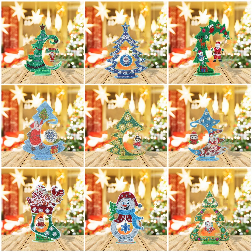 

DIYDP DIY Diamond Painting 5D Mosaic Crystal Christmas Tree Craft Luminous Kit Home Ornaments Gifts 2022 New Year Decor