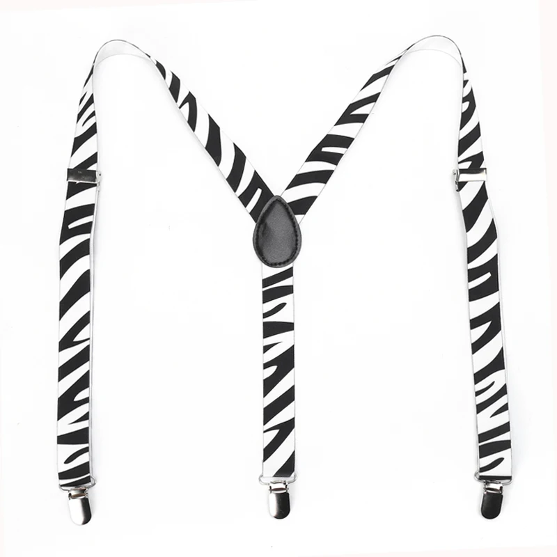 Women Men`s Shirt Suspenders For Trousers Pants Holder Braces Wedding Suspender Straps 1inch width Rainbow Zebra Gallus Elastic