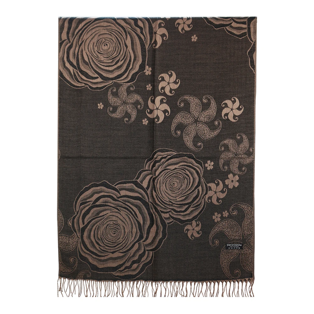 Moda Pashmina Jacquard bufanda rayón estola larga flecos florales señoras envuelve chales mujeres