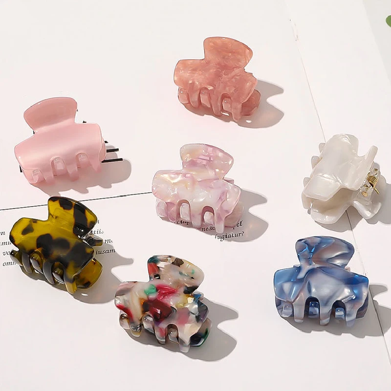 1Pcs Mini Rambut Cakar Klip Geometris Asetat Beberapa Warna Akrilik Rambut Clamp Aksesoris Rambut Wanita Leopard Marmer Jepit Rambut