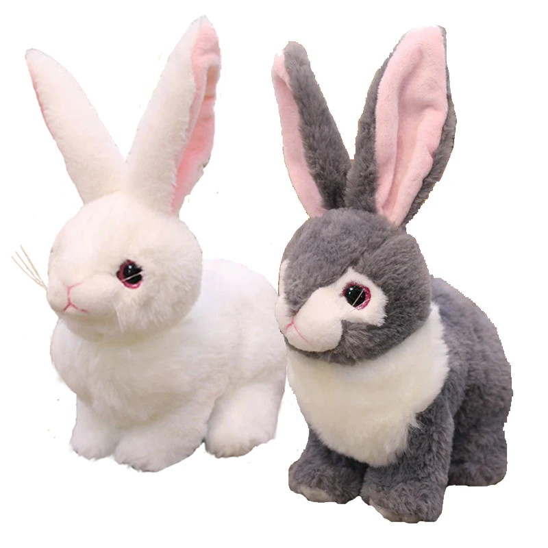 23cm Plush Hare Figure Real Life Cute Rabbit Dolls Home Sofa Ornament Decoration Birthday Gift for Children Girl White Rabbit