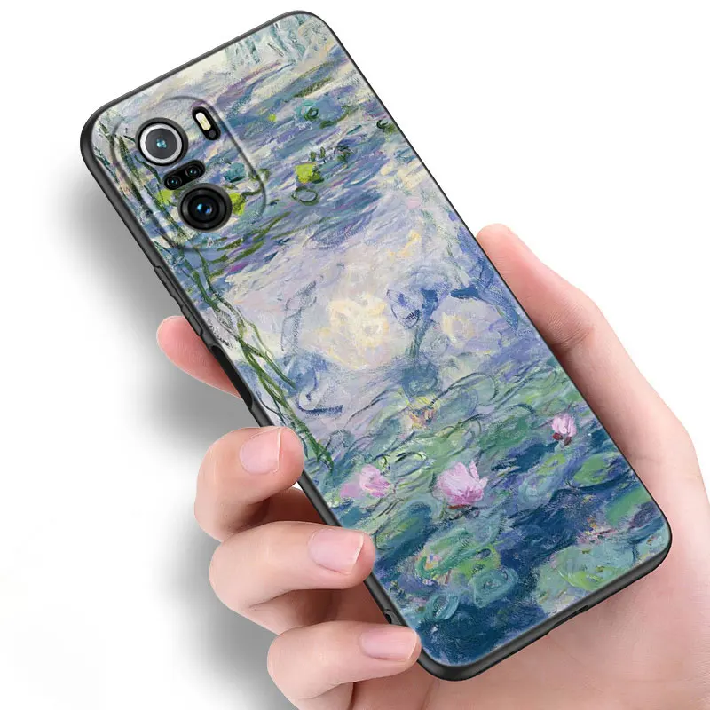 Claude Monet Garden Lotus Bridge Case For Xiaomi Mi POCO X3 NFC F3 GT M3 10T 11T 11X Pro 11i A2 11 Lite NE 5G CiVi Black Cover