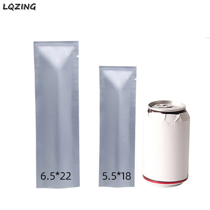 Long Shape Pure Mylar Foil Coffee Food Storage Heat Seal Bag Vacuum Pouch for Cosmetic Sample Packaging Smell Proof Package 50Pc