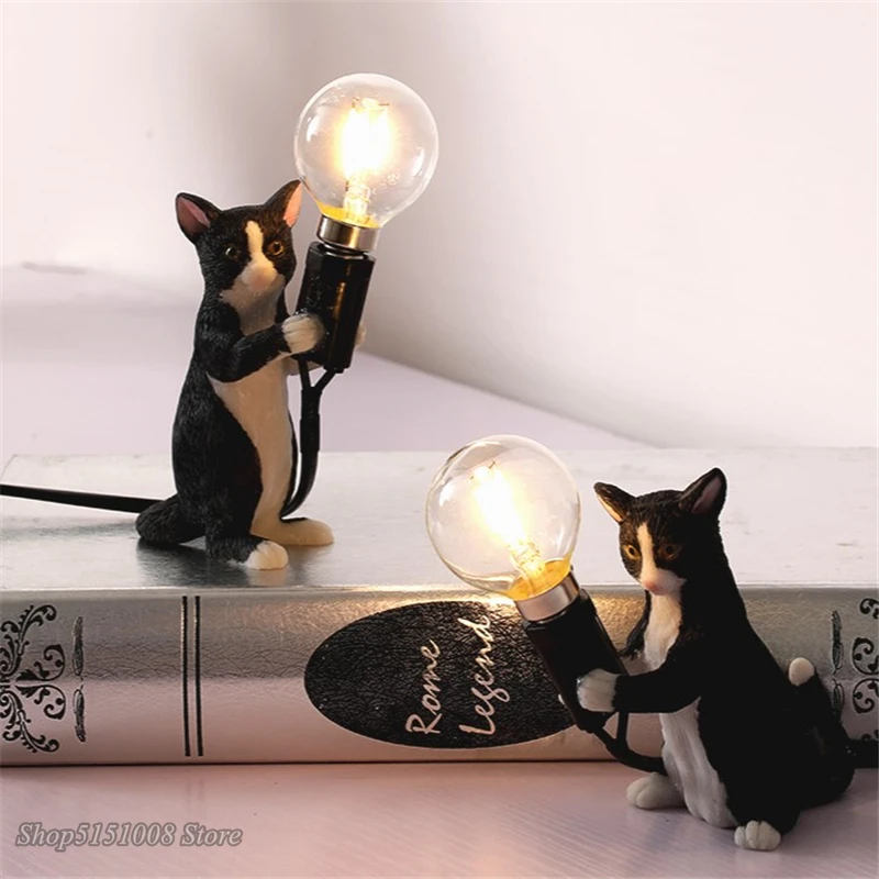 

Animals Table Lamps Nordic Children's Bedroom Resin Cat Table Light Desk Lamp Luminaire home Decor night light Lighting Fixtures