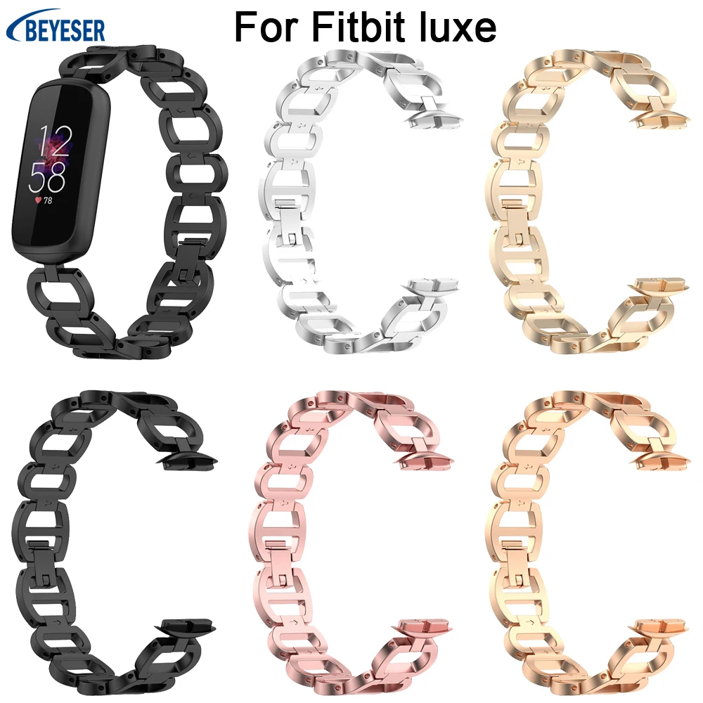 Luxury Strap For Fitbit Luxe Bracelet Smart Wristband Stainless Steel  Metal Replacement Watchband For Fitbit luxe Accessories