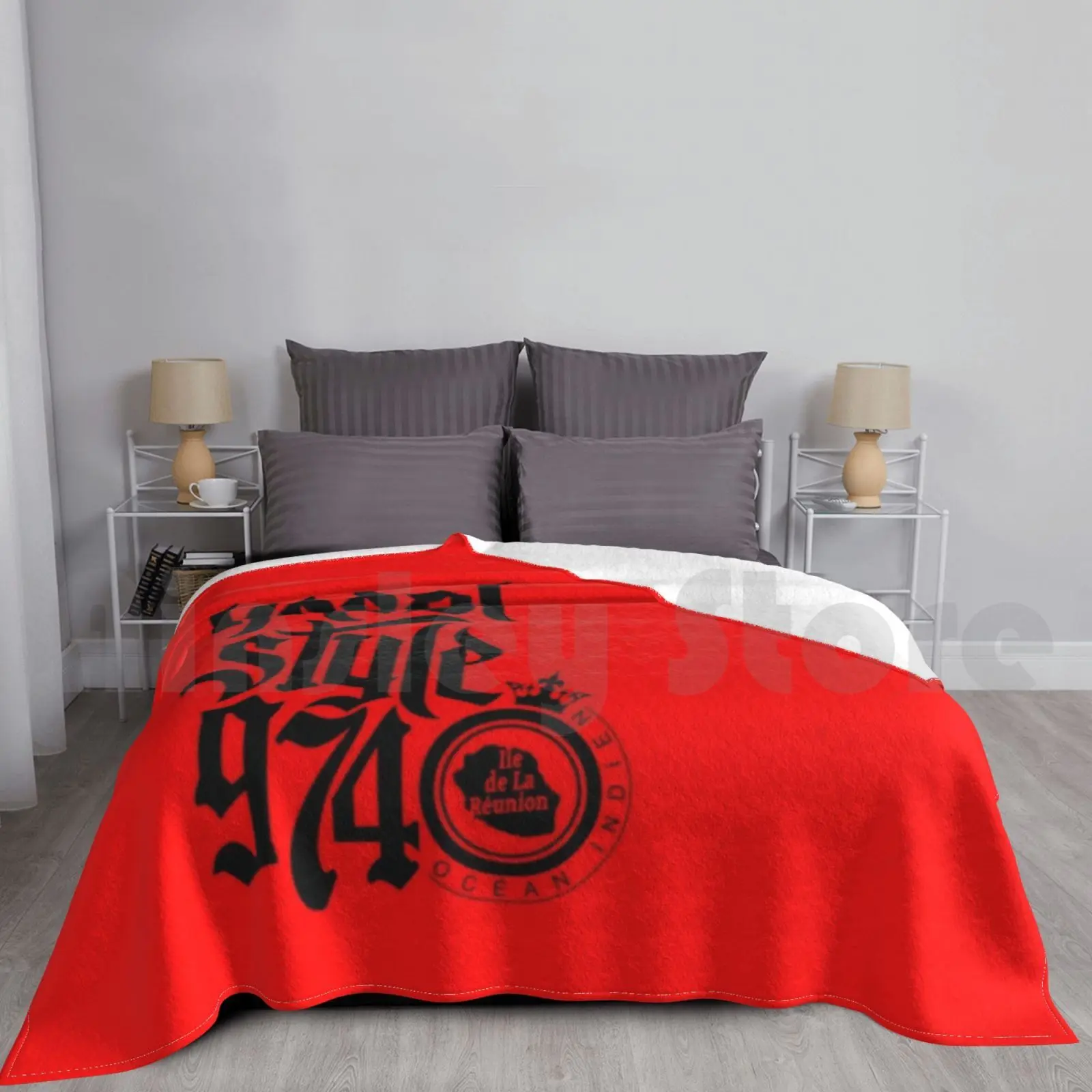 Kreol Style 974-Black Logo Blanket Fashion Custom 974 Logo 974 Creole Reunionnais Reunion Island Reunionese