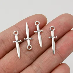 80pcs/Lots 23x7mm Mini Sword Charms Knife Gothic Halloween Pendants For Diy Necklaces Jewelry Making Findings Accessories