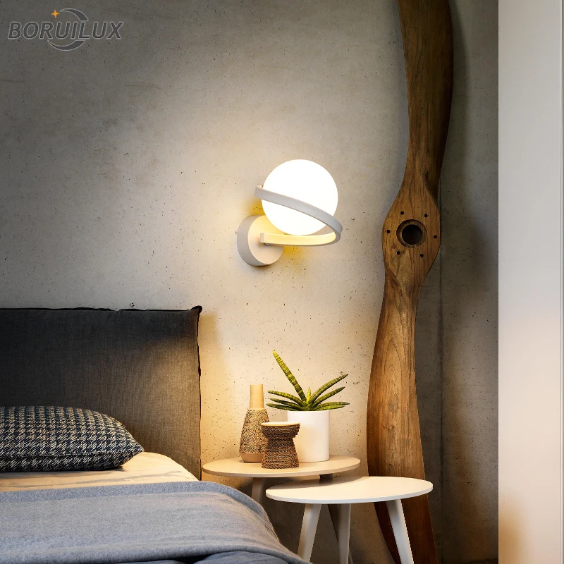 Nordic Deco New Modern LED Wall Lamps For Study Living Room Bedroom Bedside Aisle Corridor Iron Glass Body Light Indoor Lighting