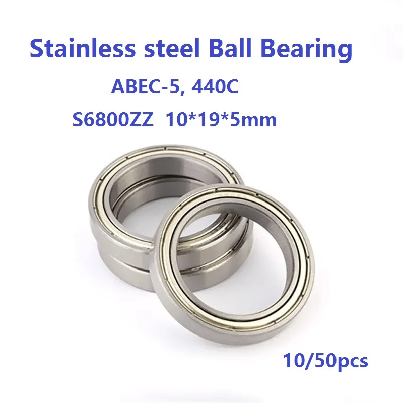 

10/50pcs ABEC-5 S6800ZZ S6800 ZZ 10*19*5mm Stainless steel Ball Bearings Thin Wall Deep Groove Ball bearing 10×19×5mm