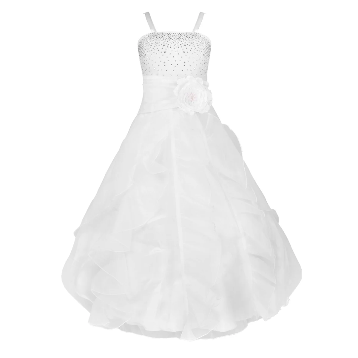 IEFIEL White Flower Girl Dresses Organza Ball Gown Vestidos De Festa Wedding Party Tutu Dress Elegant First Communion Long Dress