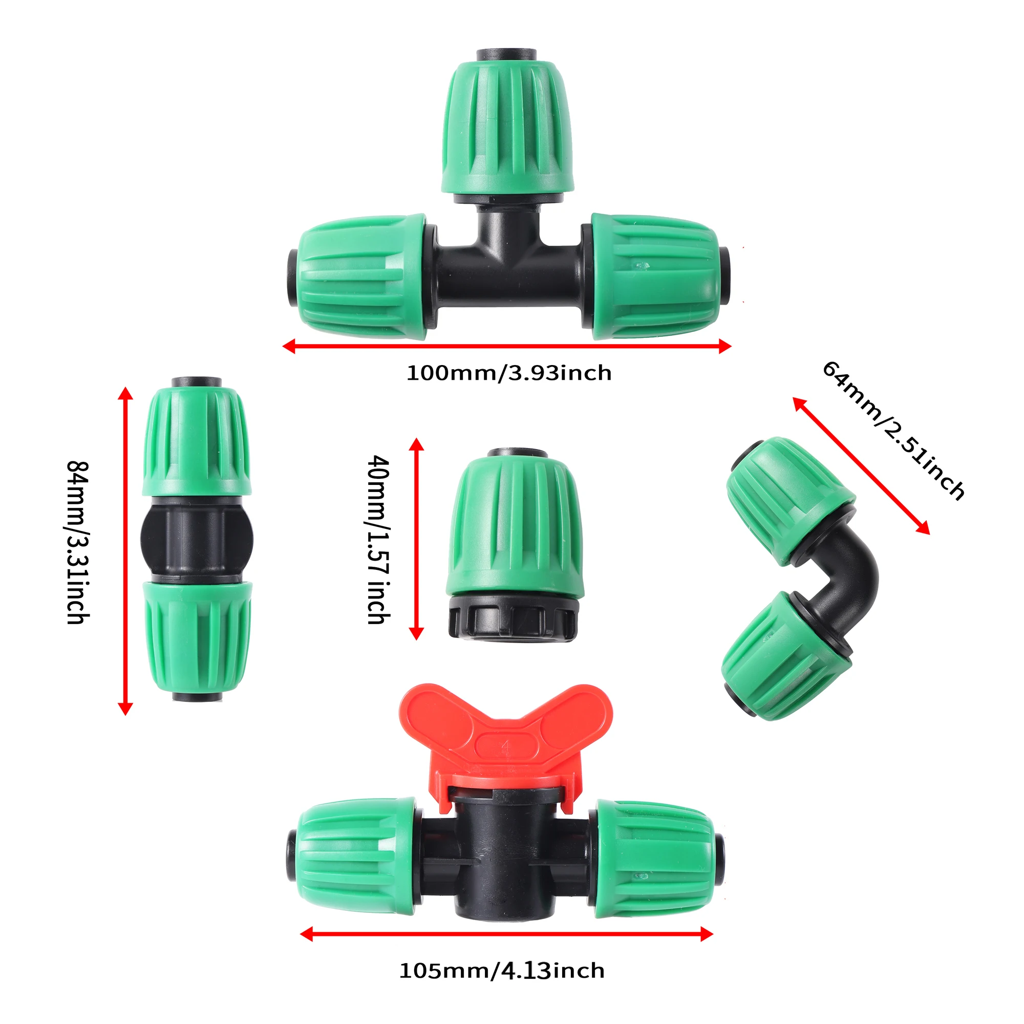 16mm PE Pipe Straight Elbow Tee Locked Connector Valve Garden Agriculture Automatic Watering Pipes Water Splitter Joint 10Pcs